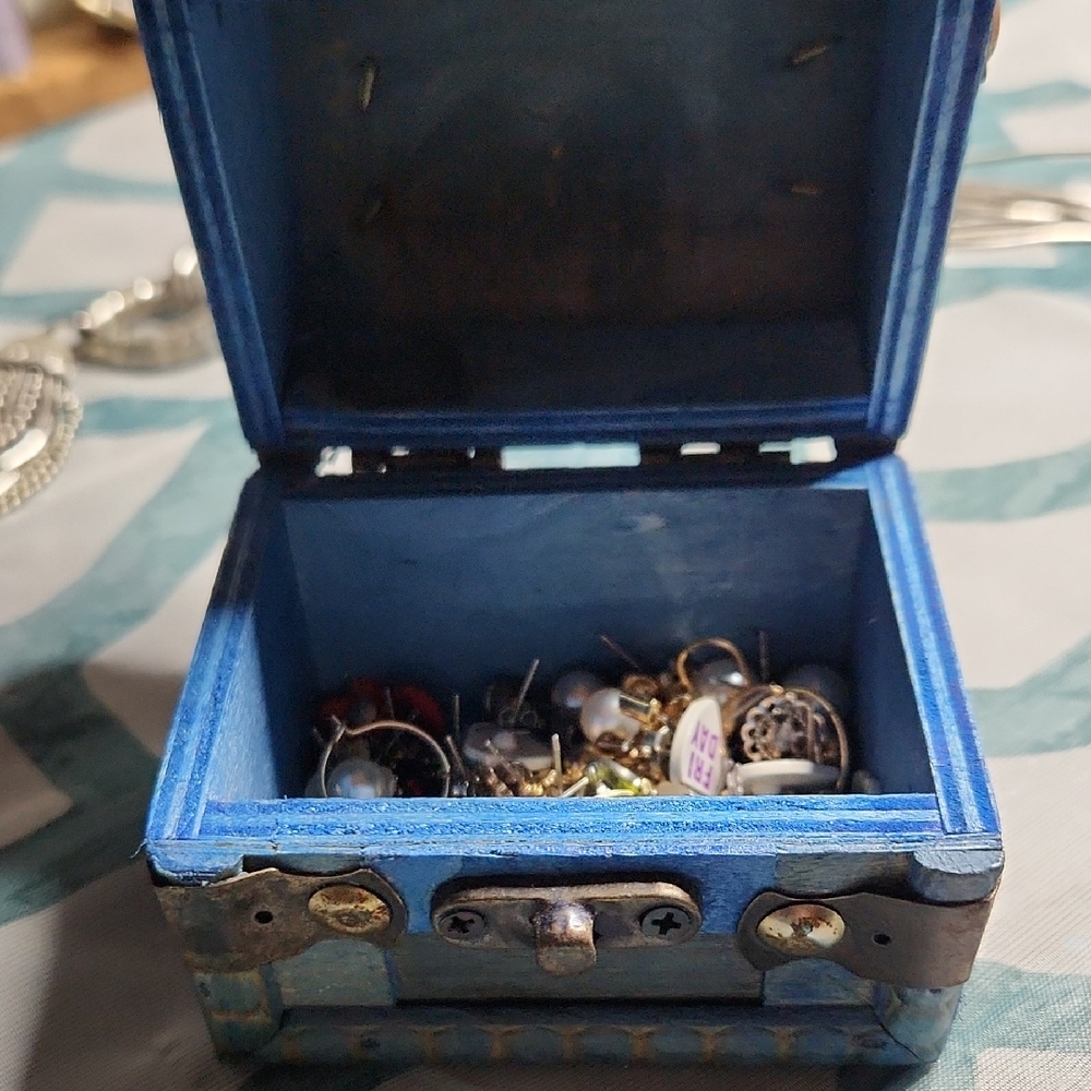 Blue Wooden Jewelry Box